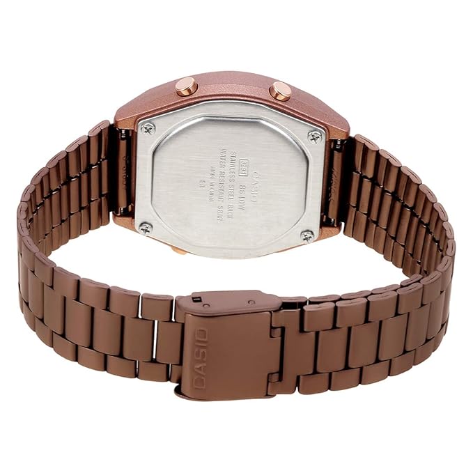 Vintage Dial Rose Gold Stainless Steel Band Digital Watch - For Men & Women D187 (B640WCG-5DF)