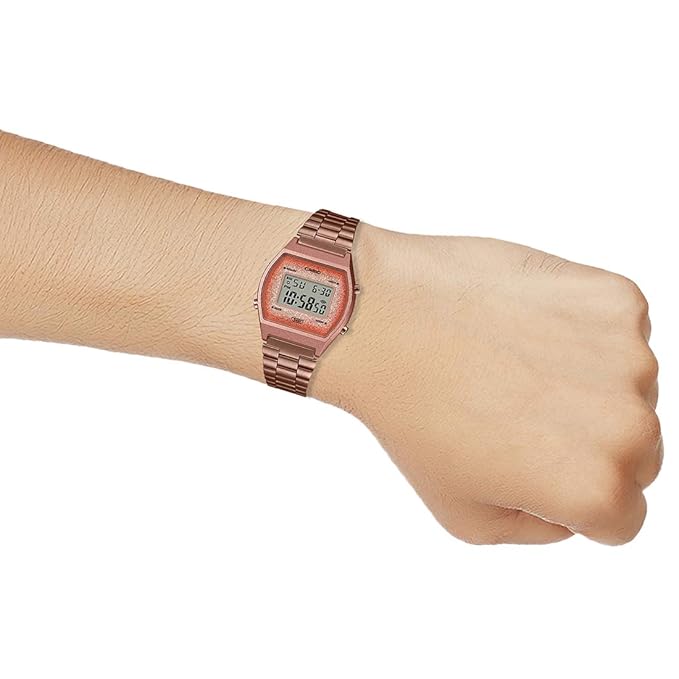 Vintage Dial Rose Gold Stainless Steel Band Digital Watch - For Men & Women D187 (B640WCG-5DF)