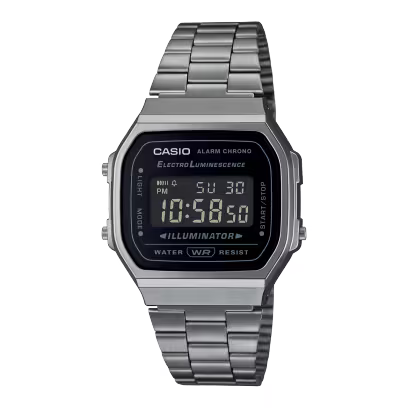Vintage Dial Black Stainless Steel Band Digital Watch - For Men & Women D181