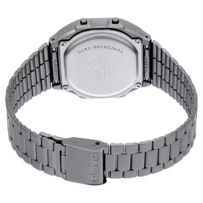 Vintage Dial Black Stainless Steel Band Digital Watch - For Men & Women D181