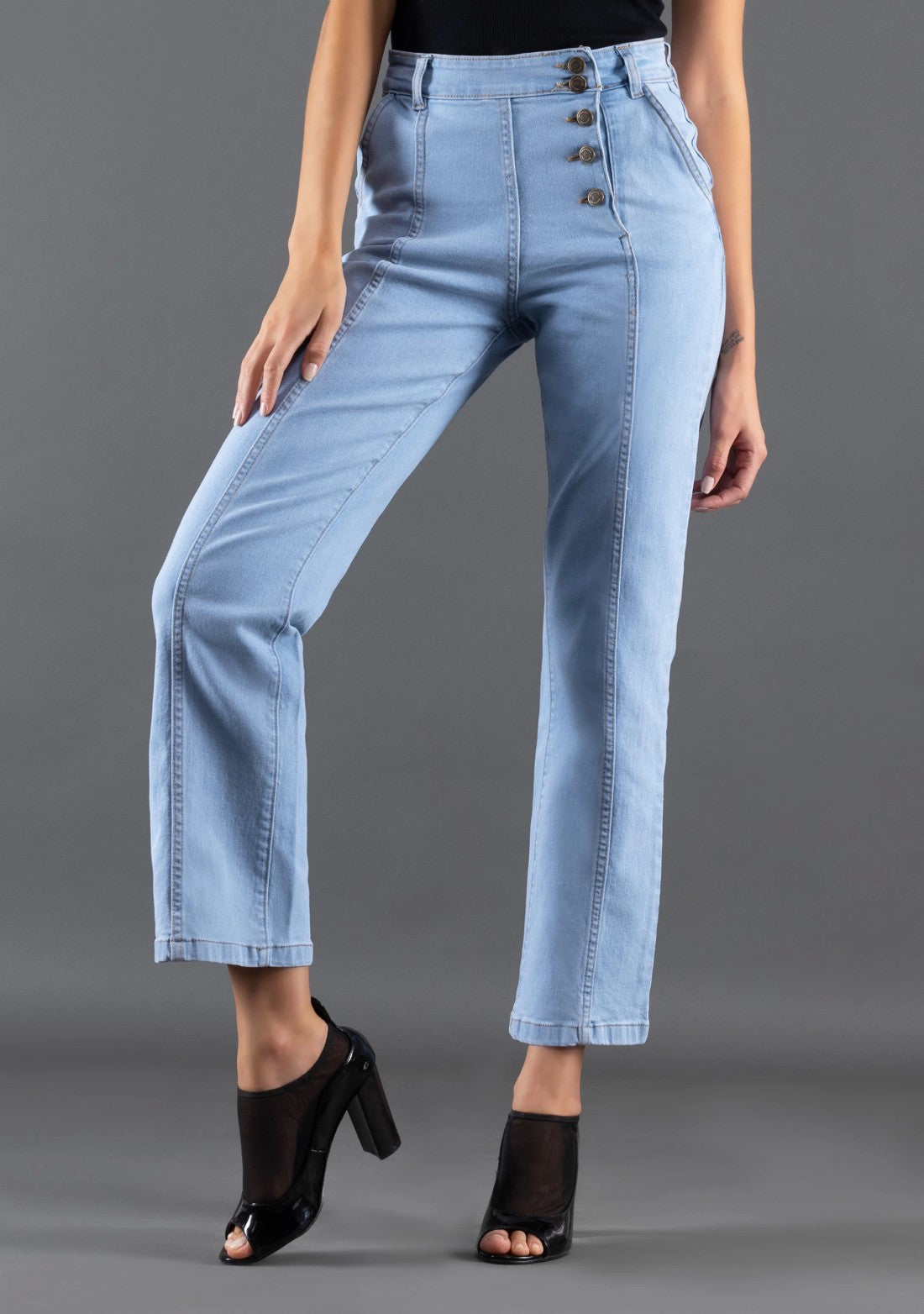 Light Blue Straight Fit Rhysley Women's Fashion Jeans bottom wear