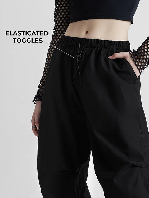 Parachute Pants: Ink Black bottomwear