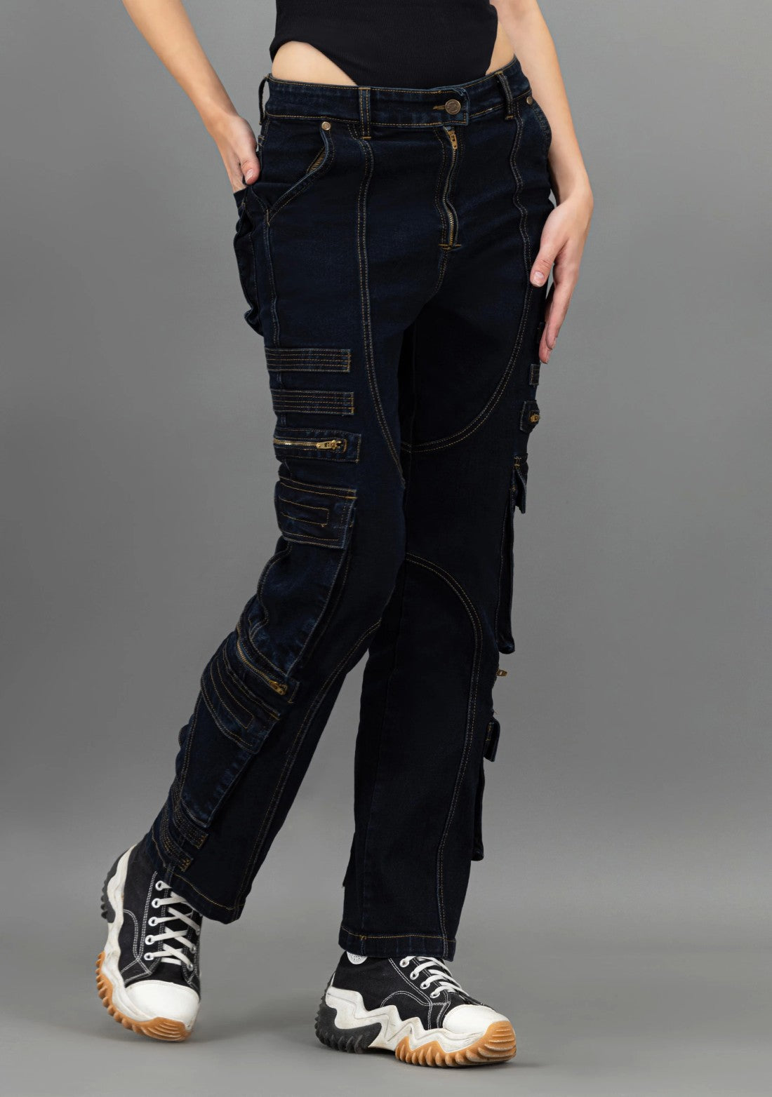 Dark Blue Wide Leg High Rise Rhysley Women's Fashion Jeans bottom wear