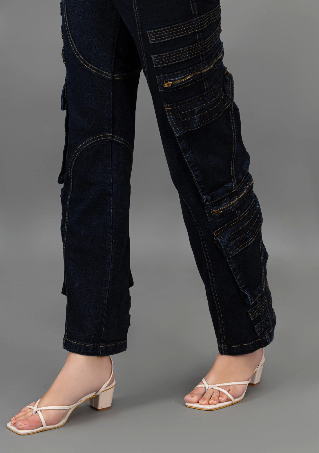 Dark Blue Wide Leg High Rise Rhysley Women's Fashion Jeans bottom wear