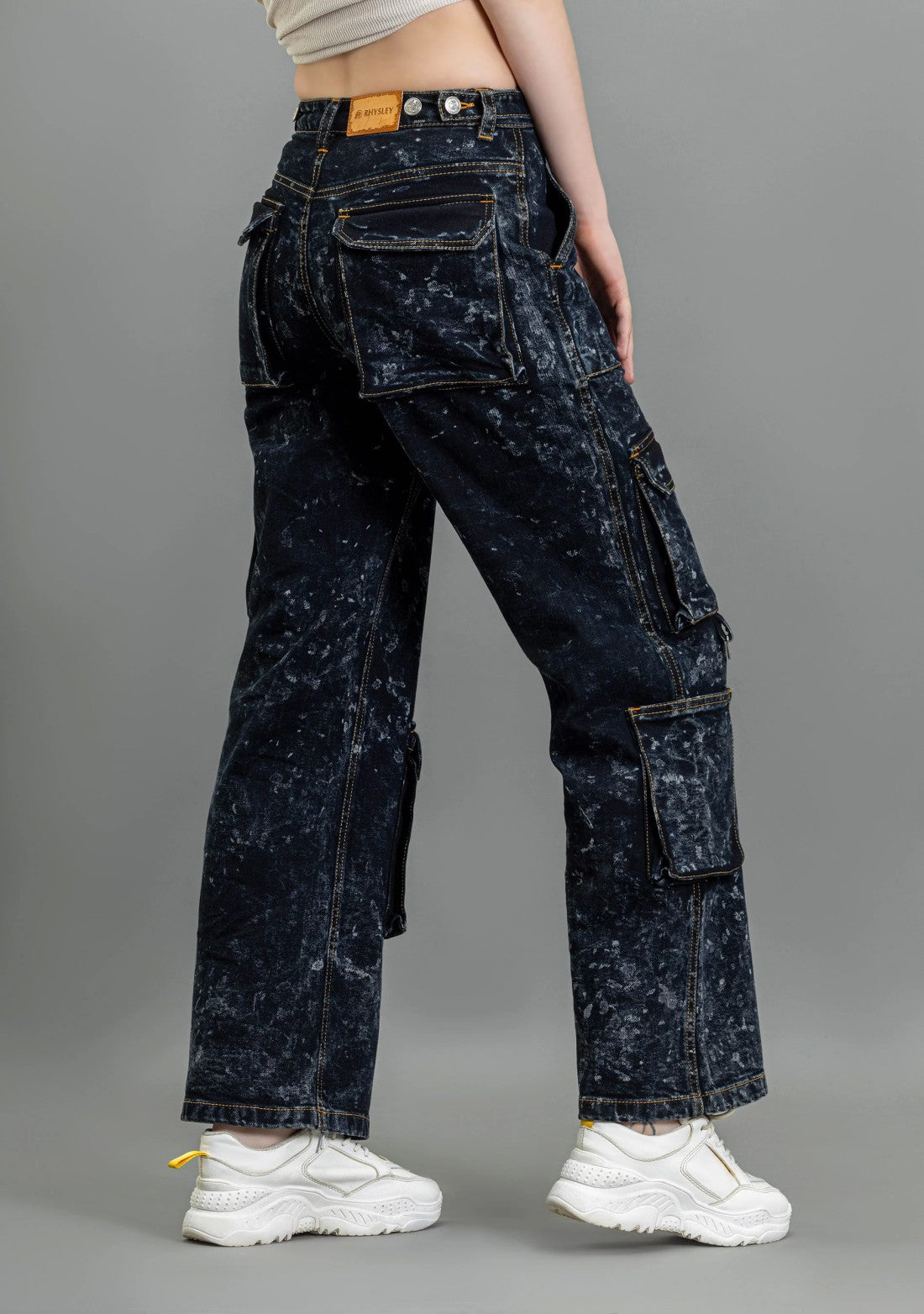 Black Wide Leg Cargo Style Women's Fashion Jeans bottom wear