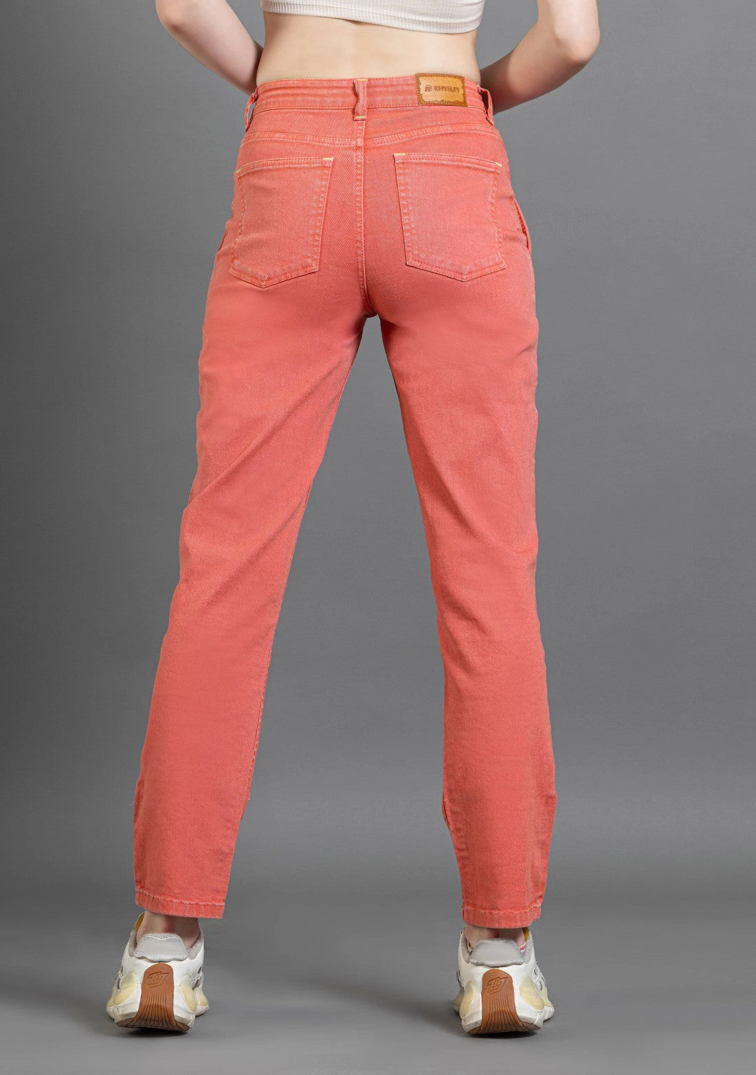 Coral Pink Straight Fit Women's Coloured Jeans bottom ware