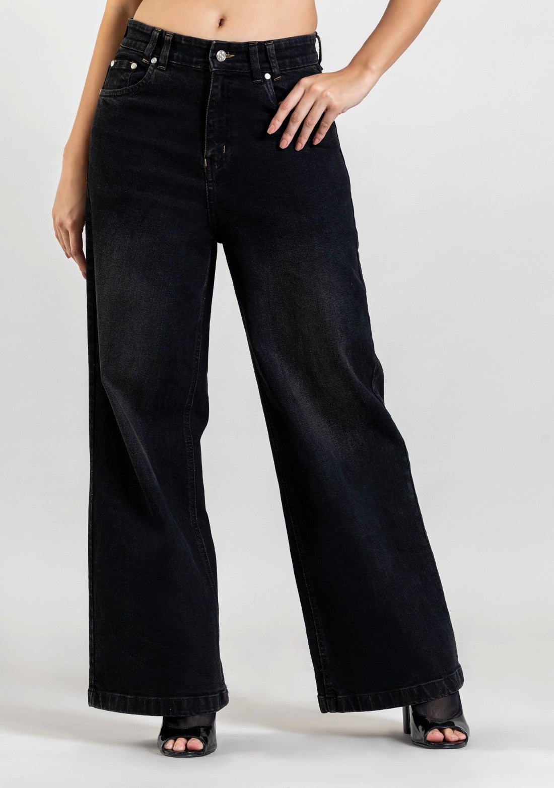 Black Wide Leg Women's Fashion Jeans bottom wear