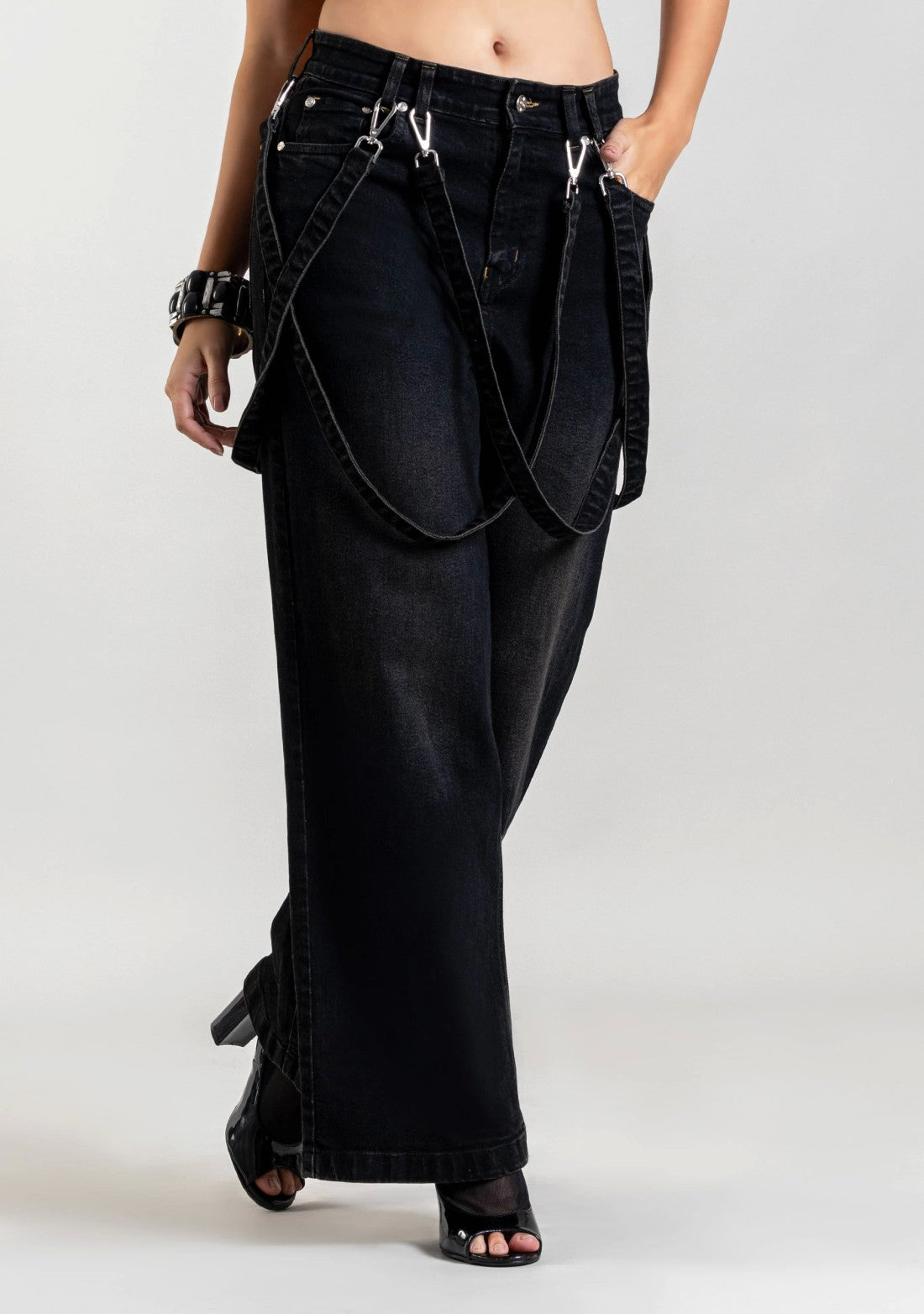 Black Wide Leg Women's Fashion Jeans bottom wear