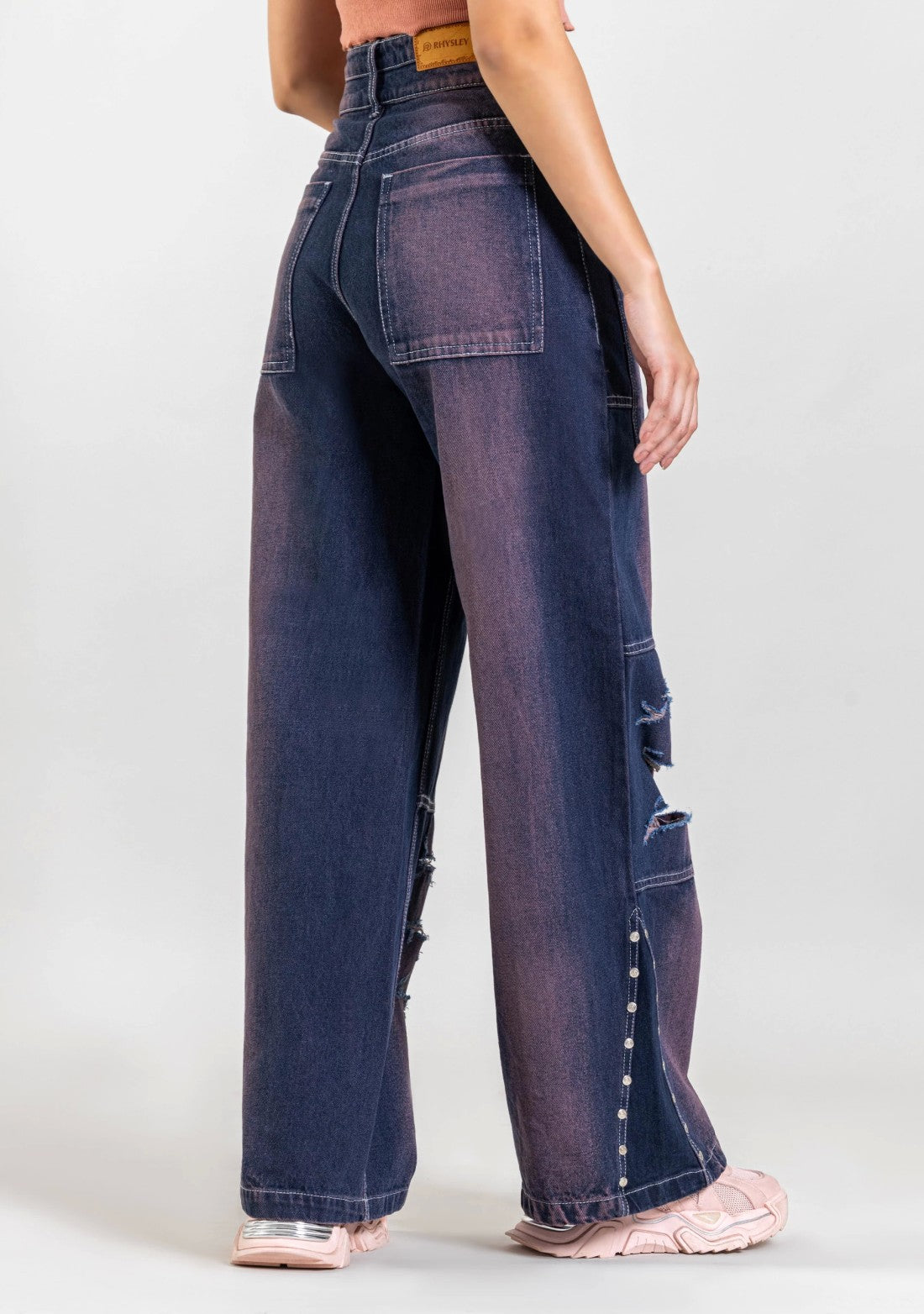 Bluish Purple Wide Leg Women's Fashion Jeans bottom wear