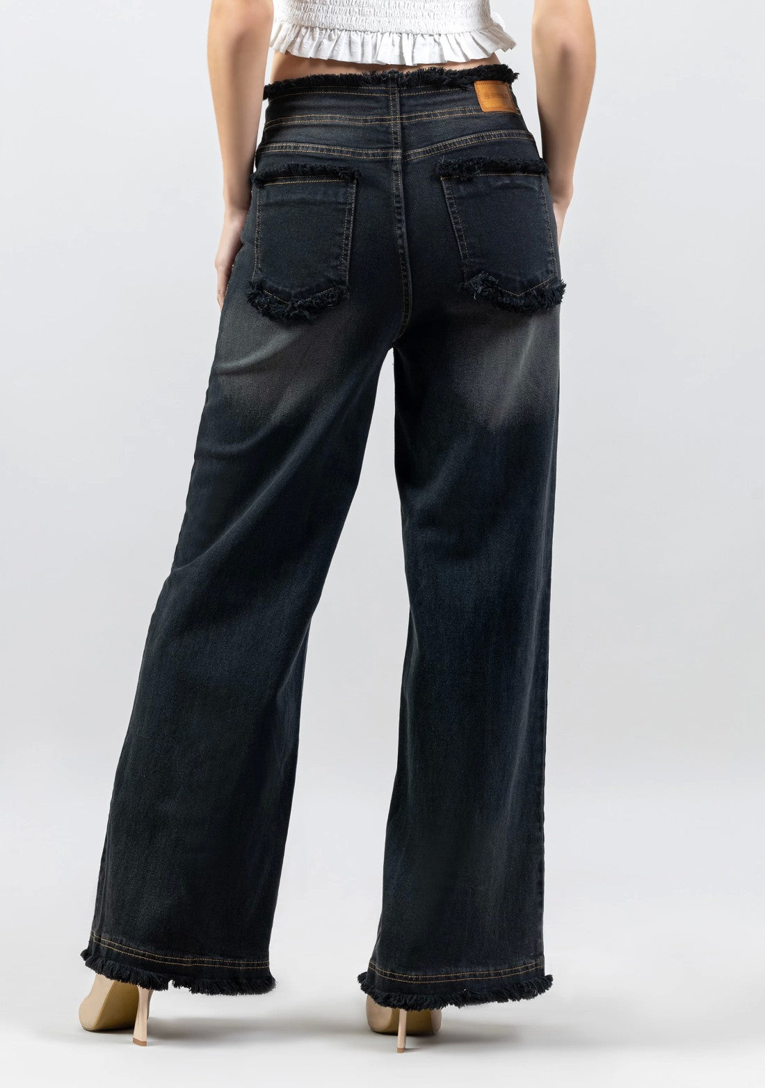 Black Wide Leg Women's Fashion Jeans bottom wear