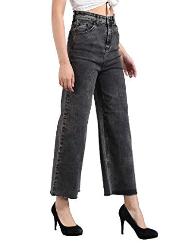 Womens Solid High Rise Cotton Lycra Blend Relaxed Fit Ankle Length Jeans bottomwear