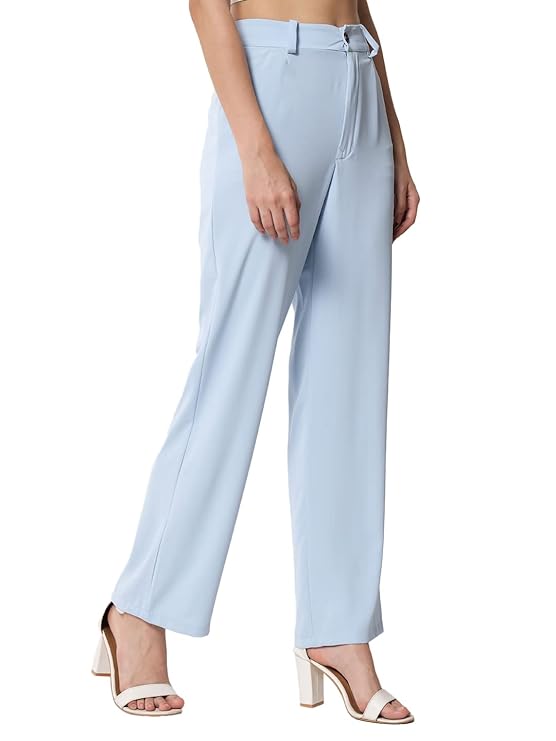 Women's High Rise Viscose Rayon Relaxed Fit Trousers bottomwear