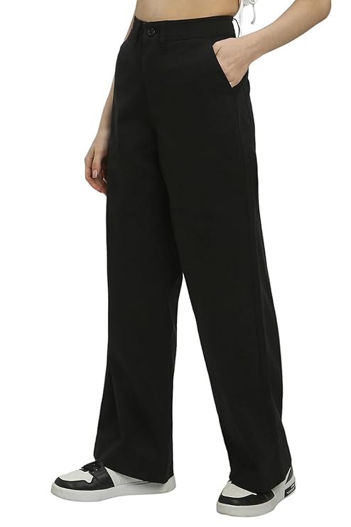 female Solid Regular Fit Pants bottomwear