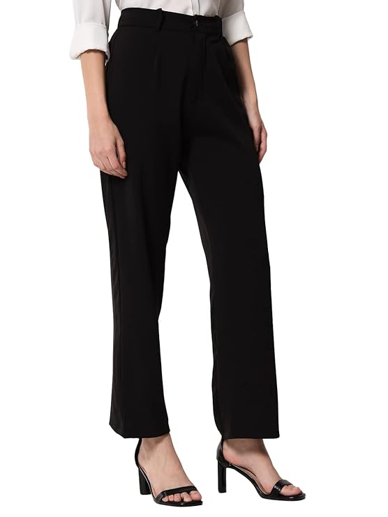 Women's High Rise Viscose Rayon Relaxed Fit Trousers bottomwear