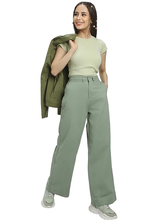 female Solid Regular Fit Pants bottomwear