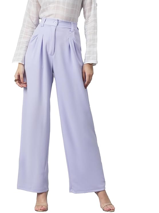 female High Rise Viscose Rayon Relaxed Fit Korean Trousers bottomwear