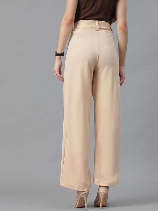 female High Rise Viscose Rayon Relaxed Fit Korean Trousers bottomwear