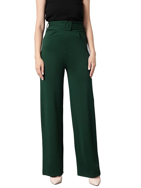 Women's High Rise Viscose Rayon Relaxed Fit Korean Trousers bottomwear