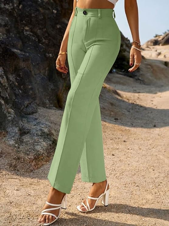 ROYALICA Women's High-Waisted Pant |Bell Bottom Trendy Retro-Chic Trousers - Perfect for Every Occasion bottomwear