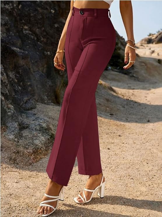 ROYALICA Women's High-Waisted Pant |Bell Bottom Trendy Retro-Chic Trousers - Perfect for Every Occasion bottomwear