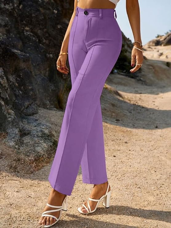 ROYALICA Women's High-Waisted Pant |Bell Bottom Trendy Retro-Chic Trousers - Perfect for Every Occasion bottomwear