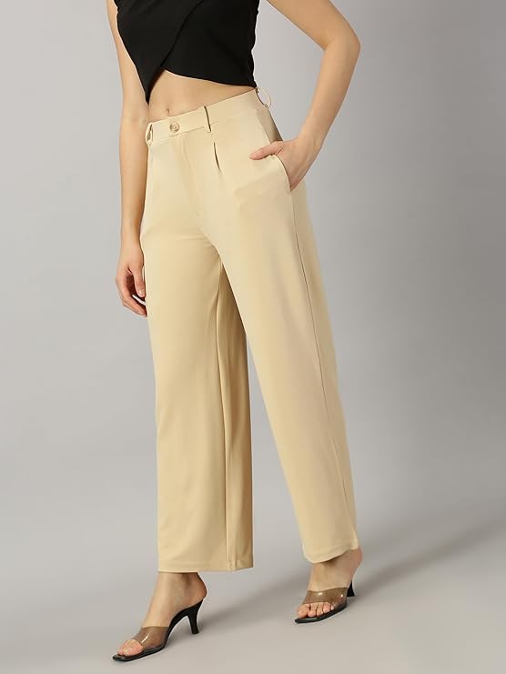 female Trouser with Button Closure || Regular fit Trousers for Womens bottomwear