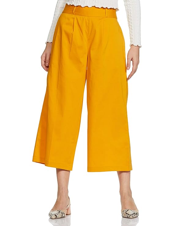 Symbol Women's High Rise Calf Length Culotte Office Pants (with Self Fabric Belt) bottomwear