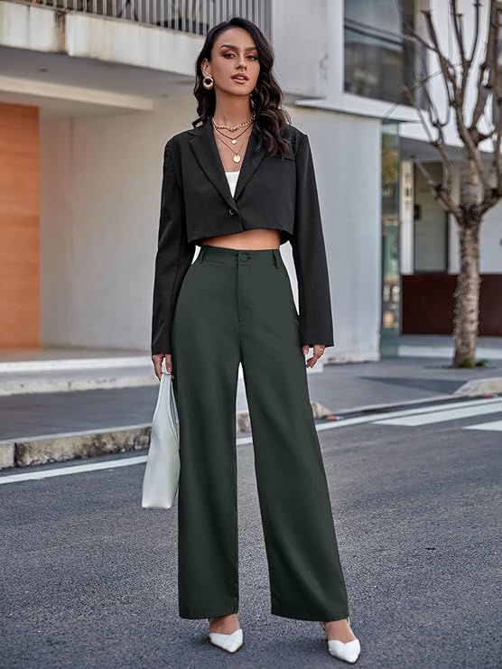 female High Waist Wide Leg Pants  bottomwear