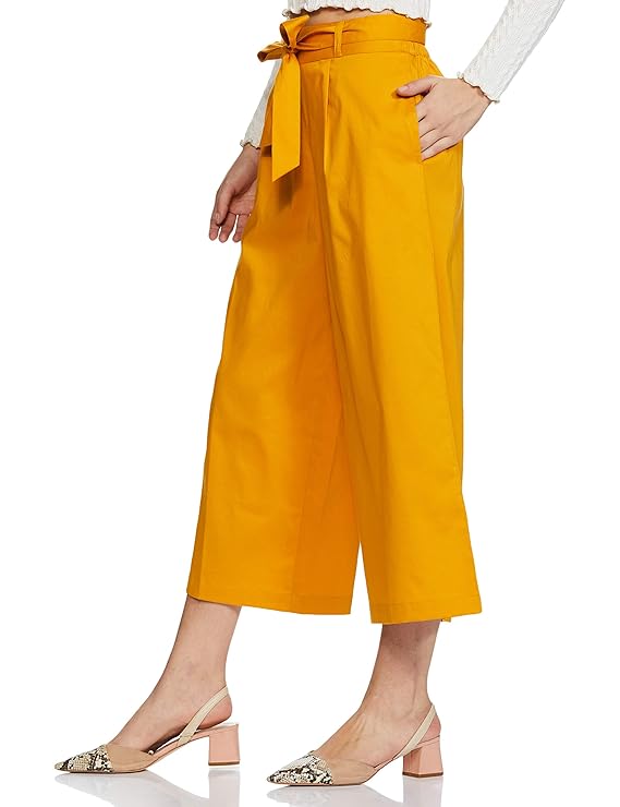 Symbol Women's High Rise Calf Length Culotte Office Pants (with Self Fabric Belt) bottomwear