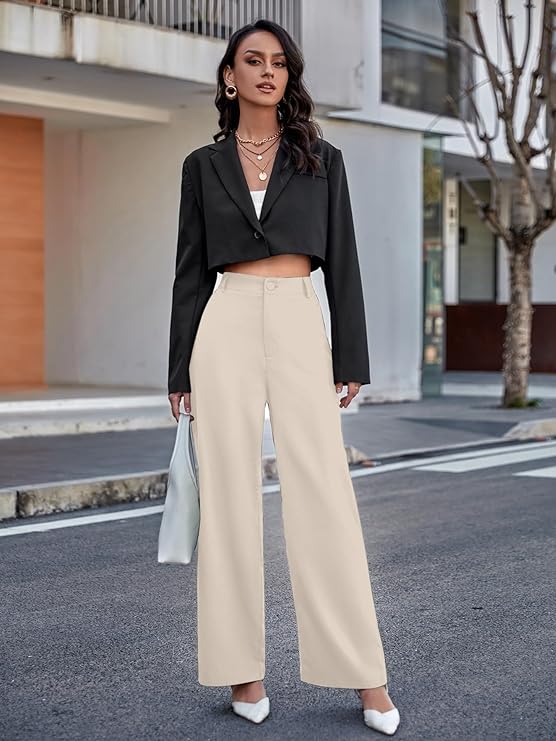 female High Waist Wide Leg Pants  bottomwear