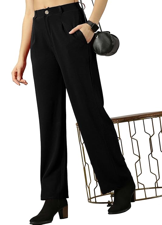 female Trouser with Button Closure || Regular fit Trousers for Womens bottomwear