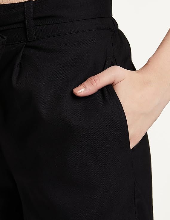 Symbol Women's High Rise Calf Length Culotte Office Pants (with Self Fabric Belt) bottomwear