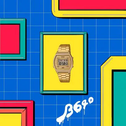 Vintage Gold Dial Stainless Steel Band Digital Watch - For Men & Women D188 (B640WGG-9DF)