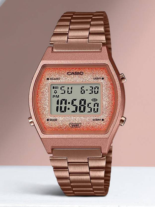 Vintage Dial Rose Gold Stainless Steel Band Digital Watch - For Men & Women D187 (B640WCG-5DF)