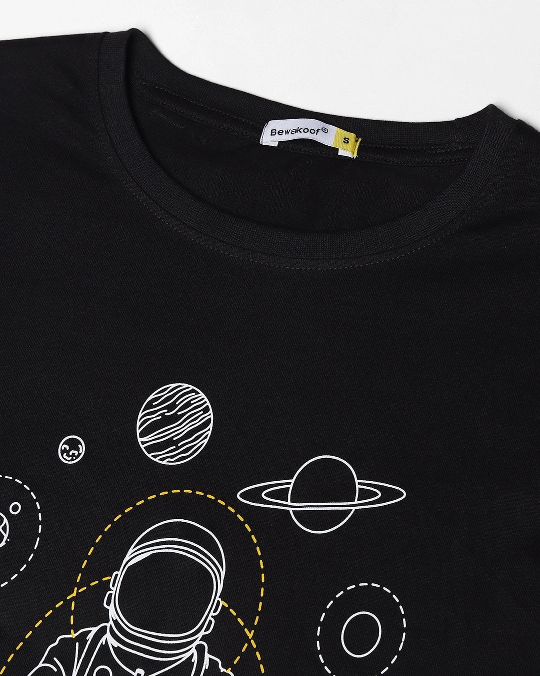 Women's Black One With The Universe Graphic Printed T-shirt