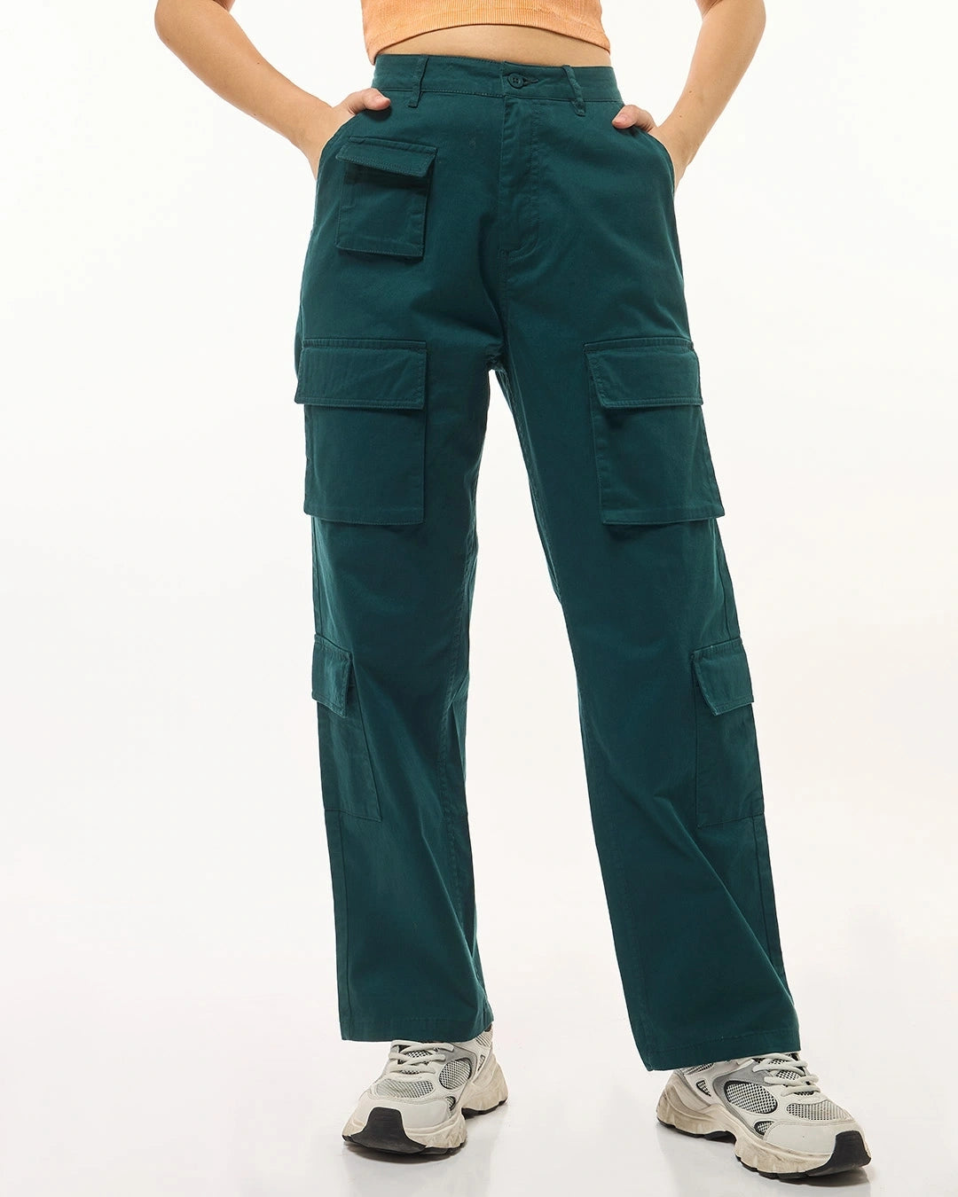 Women's Purple Oversized Cargo Pants bottomwear