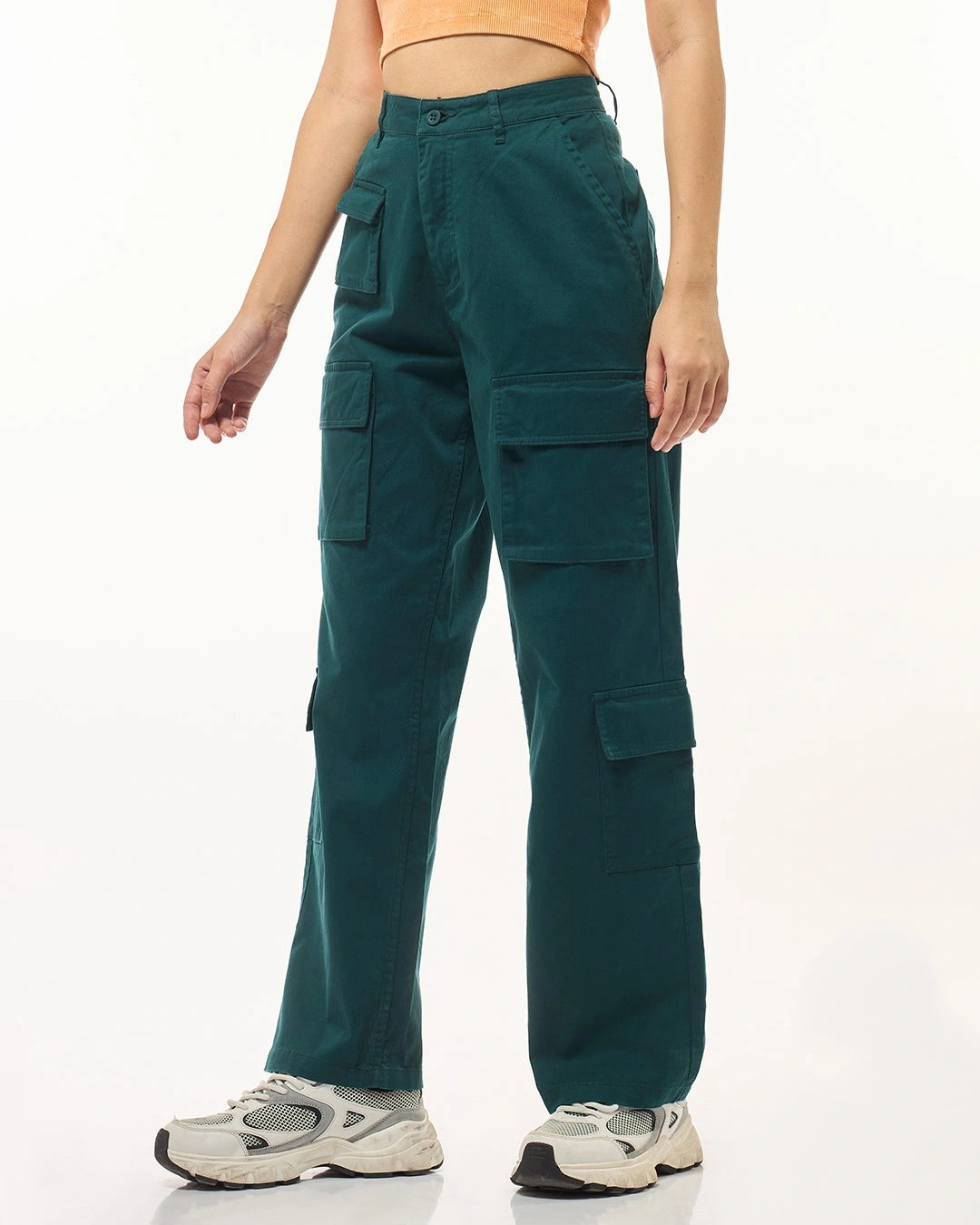 Women's Purple Oversized Cargo Pants bottomwear