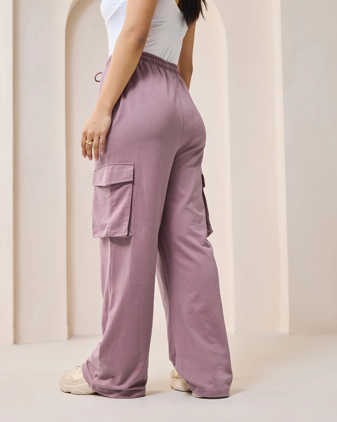 Women's Purple Cargo Trackpants bottomwear