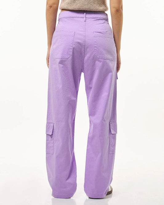 Women's Purple Oversized Cargo Pants bottomwear