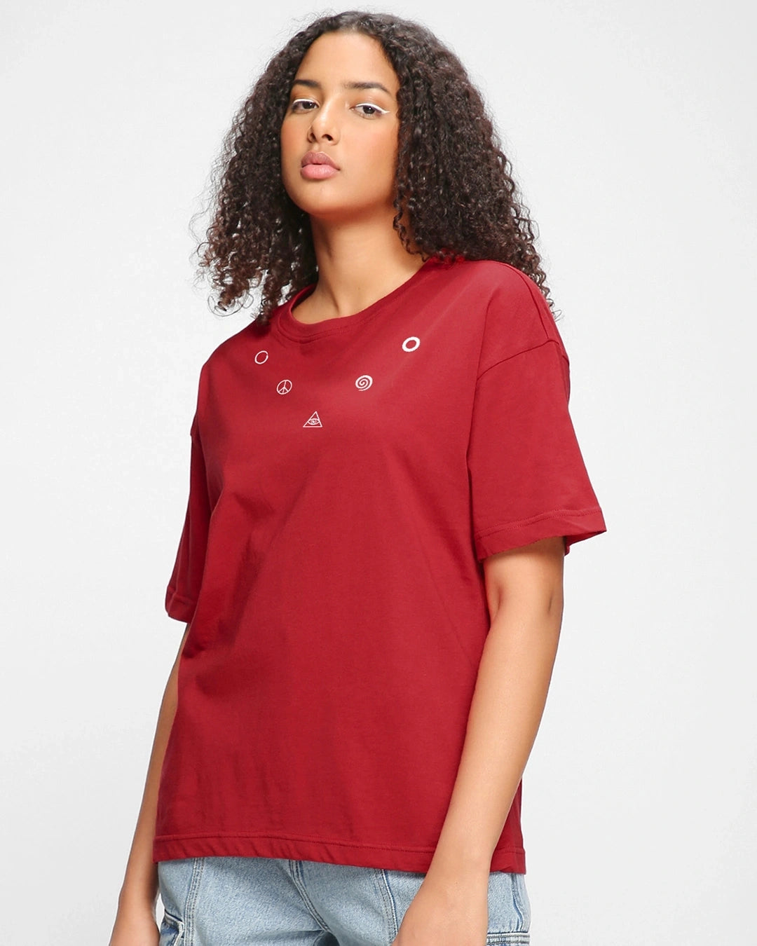 Women's Red Hope Street Graphic Printed Oversized T-shirt